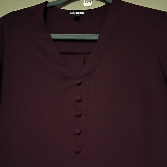 Express Women's Burgundy Blouse - Picture 3 of 8